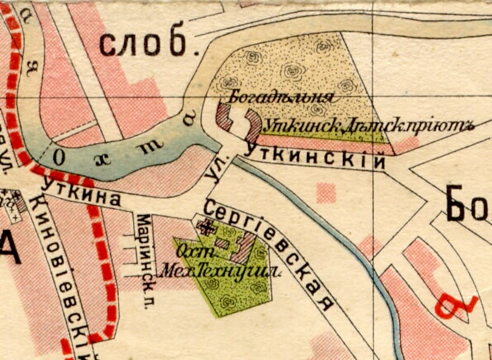 Уткина дача, фрагмент карты начала 20 века